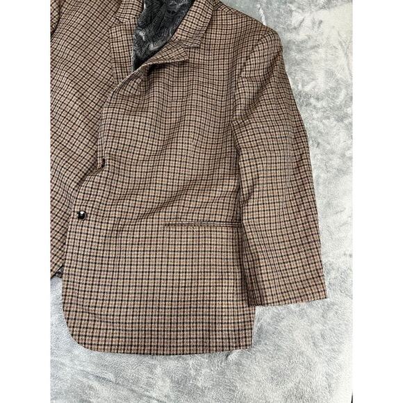 Men's Brown Plaid Oak Hill Sport Coat Blazer Size 4XL 58R/60R excellent - Picture 9 of 12